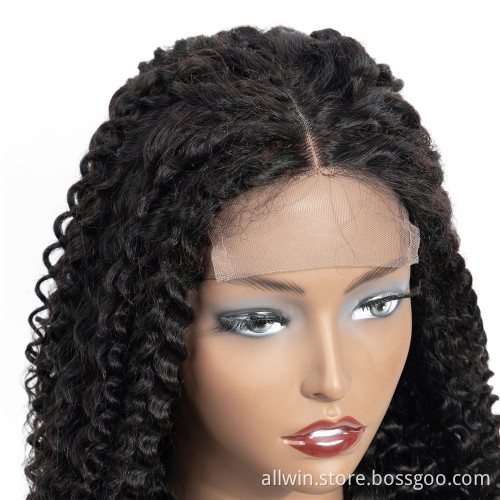 Wholesale Curly Brazilian Human Hair Wig Unprocessed Natural Curly Virgin Hair 4*4 Lace Closure Wig Vendor